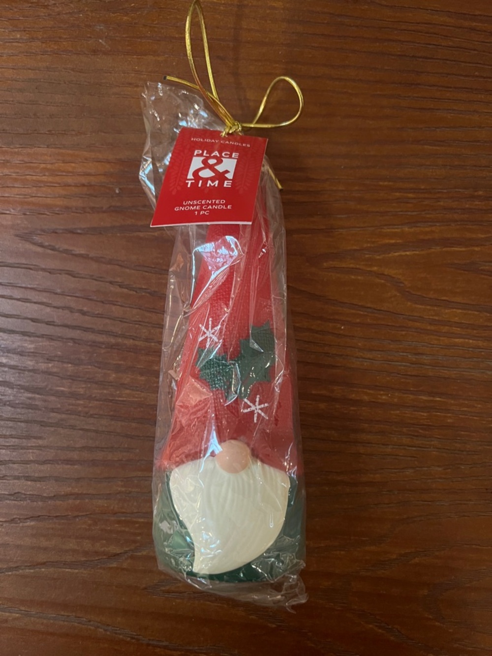 Place & Time Red Gnome Unscented Decorative Candle